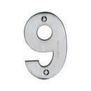 Heritage Brass Numeral 9 Face Fix 76mm (3") Satin Chrome finish - C1566 9-SC - Choice Handles