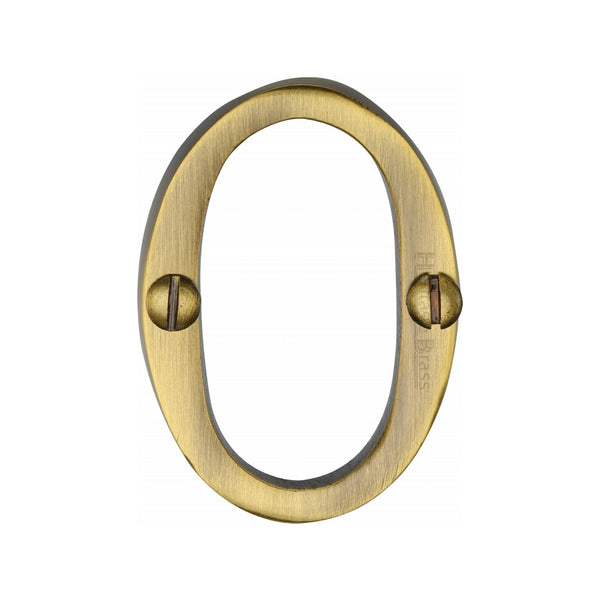 Heritage Brass Numeral 0 Face Fix 51mm (2") Antique finish - C1567 0-AT - Choice Handles
