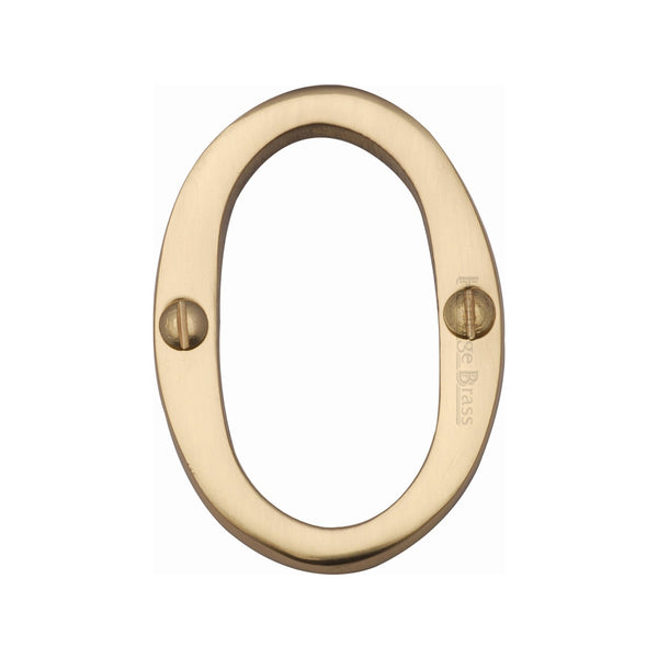 Heritage Brass Numeral 0 Face Fix 51mm (2") Polished Brass finish - C1567 0-PB - Choice Handles