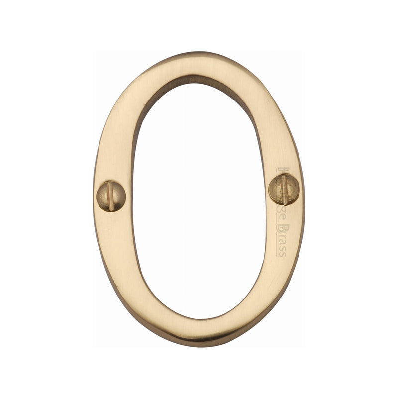 Heritage Brass Numeral 0 Face Fix 51mm (2") Polished Brass finish - C1567 0-PB - Choice Handles