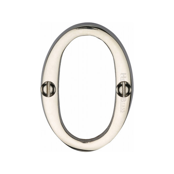 Heritage Brass Numeral 0 Face Fix 51mm (2") Polished Nickel finish - C1567 0-PNF - Choice Handles