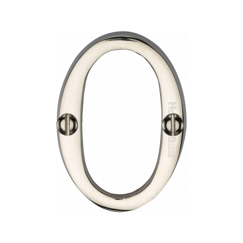 Heritage Brass Numeral 0 Face Fix 51mm (2") Polished Nickel finish - C1567 0-PNF - Choice Handles
