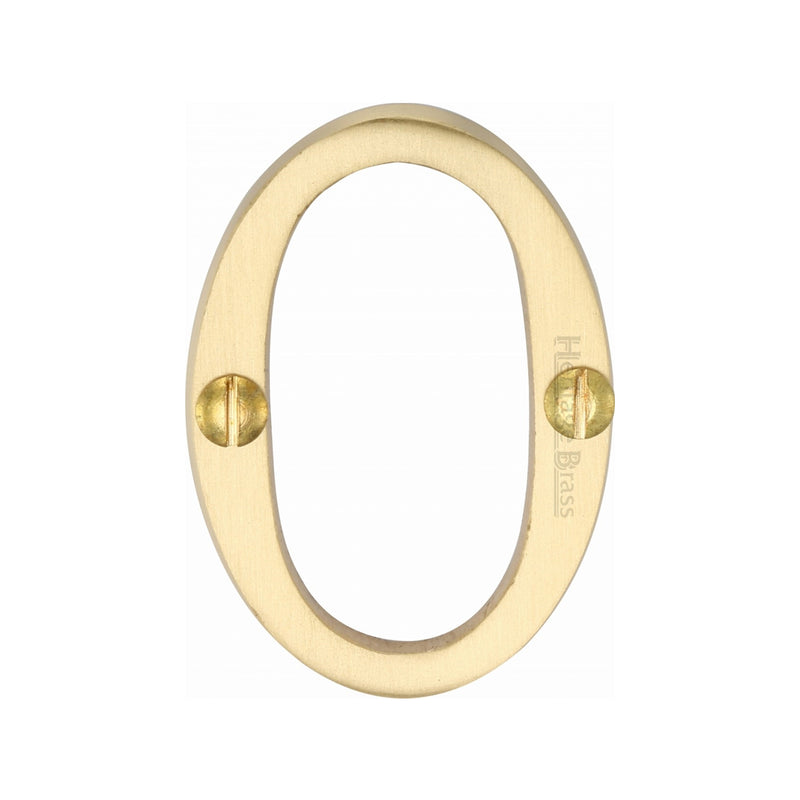 Heritage Brass Numeral 0 Face Fix 51mm (2") Satin Brass finish - C1567 0-SB - Choice Handles