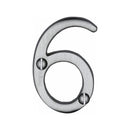 Heritage Brass Numeral 6 Face Fix 51mm (2") Satin Chrome finish - C1567 6-SC - Choice Handles