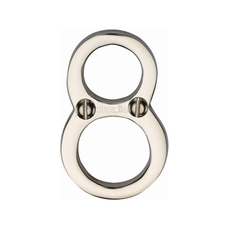 Heritage Brass Numeral 8 Face Fix 51mm (2") Polished Nickel finish - C1567 8-PNF - Choice Handles