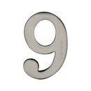 Heritage Brass Numeral 9 Self Adhesive 51mm (2") Satin Nickel finish - C1568 9-SN - Choice Handles
