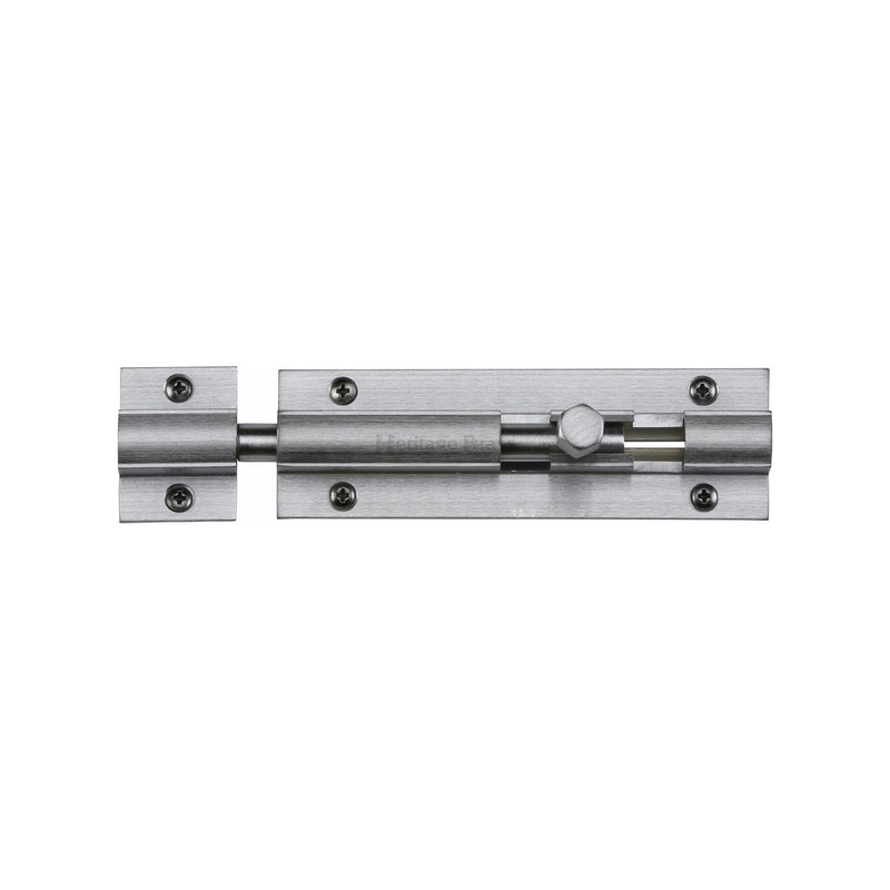 Heritage Brass Door Bolt Straight 4 x 1.25 Satin Chrome finish
 - C1582 4-SC - Choice Handles