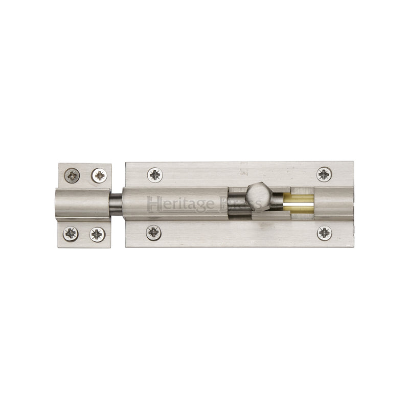 Heritage Brass Door Bolt Straight 4 x 1.5 Satin Nickel finish
 - C1584 4-SN - Choice Handles
