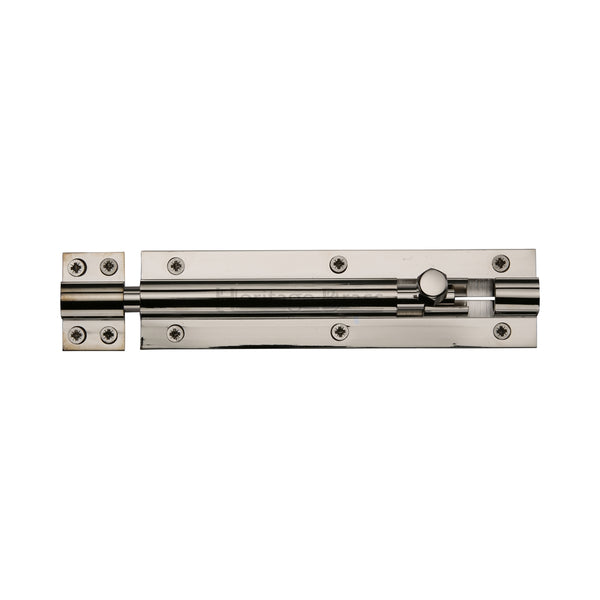 Heritage Brass Door Bolt Straight 6 x 1.5 Polished Nickel finish
 - C1584 6-PNF - Choice Handles