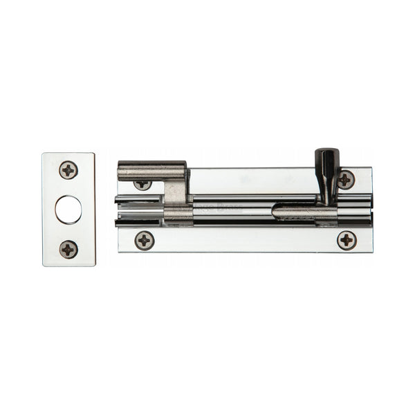 Heritage Brass Door Bolt Necked 4" x 1.25" Polished Chrome finish - C1592 4-PC - Choice Handles
