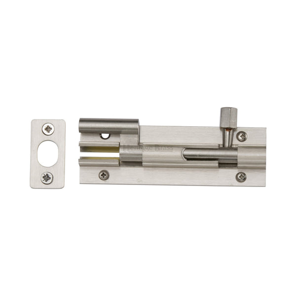 Heritage Brass Door Bolt Necked 4 x 1.25 Satin Nickel finish
 - C1592 4-SN - Choice Handles