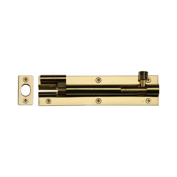 Heritage Brass Door Bolt Necked 6" x 1.5" Polished Brass finish - C1594 6-PB - Choice Handles