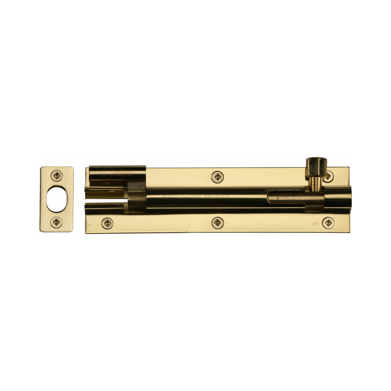 Heritage Brass Door Bolt Necked 6" x 1.5" Polished Brass finish - C1594 6-PB - Choice Handles