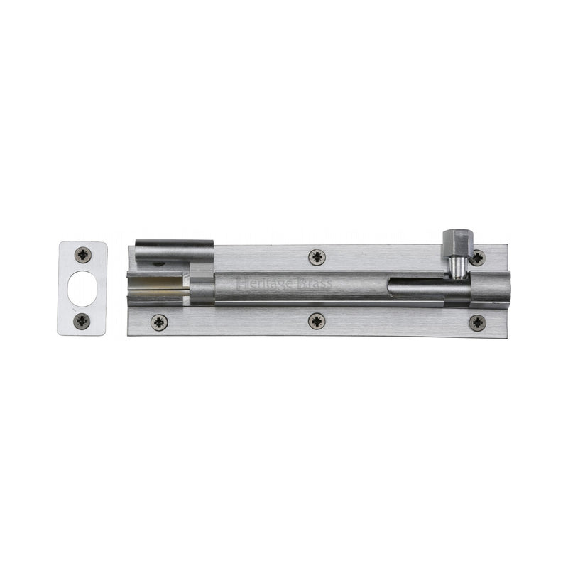 Heritage Brass Door Bolt Necked 6" x 1.5" Satin Chrome finish - C1594 6-SC - Choice Handles