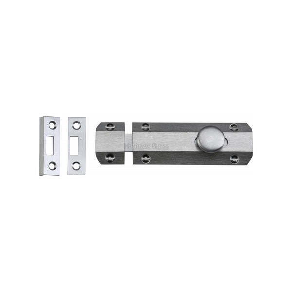 Heritage Brass Door Bolt Flat 4" Satin Chrome finish - C1685 4-SC - Choice Handles