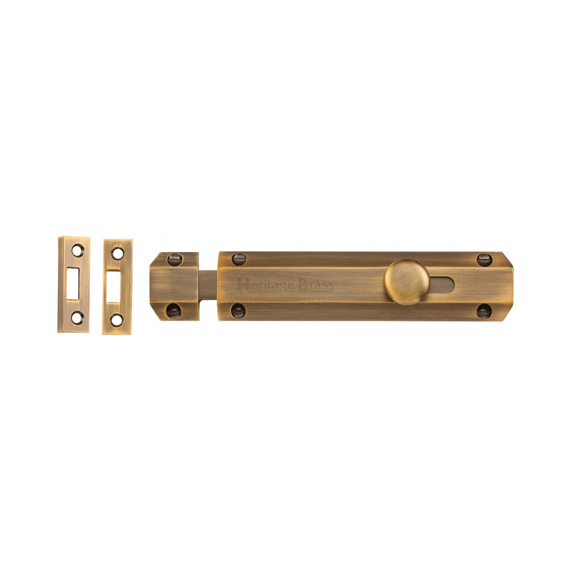 Heritage Brass Door Bolt Flat 6" Antique finish - C1685 6-AT - Choice Handles