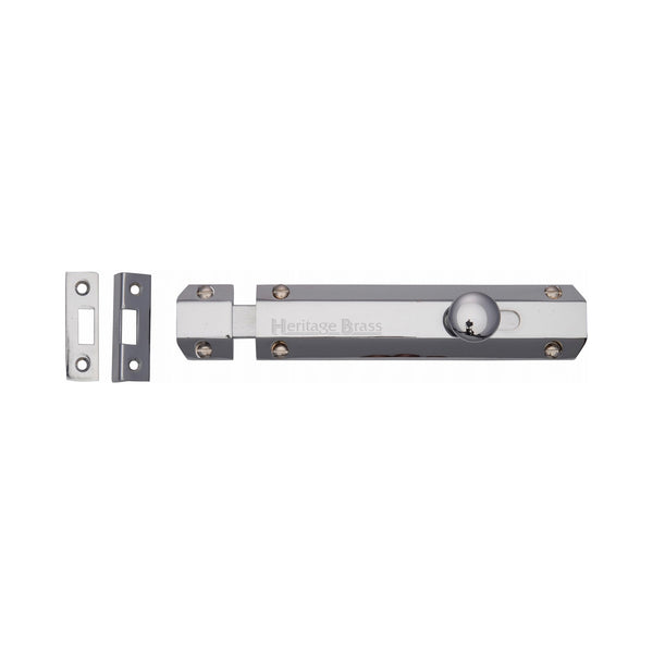 Heritage Brass Door Bolt Flat 6" Polished Chrome finish - C1685 6-PC - Choice Handles