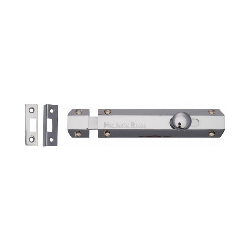 Heritage Brass Door Bolt Flat 6" Polished Chrome finish - C1685 6-PC - Choice Handles
