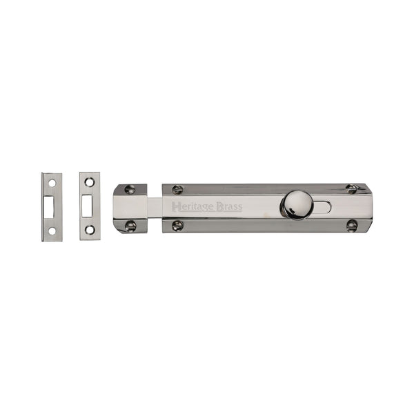 Heritage Brass Door Bolt Flat 6" Polished Nickel finish - C1685 6-PNF - Choice Handles