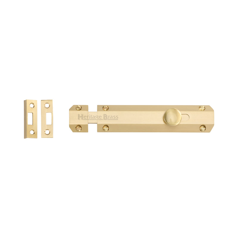 Heritage Brass Door Bolt Flat 6 Satin Brass finish
 - C1685 6-SB - Choice Handles