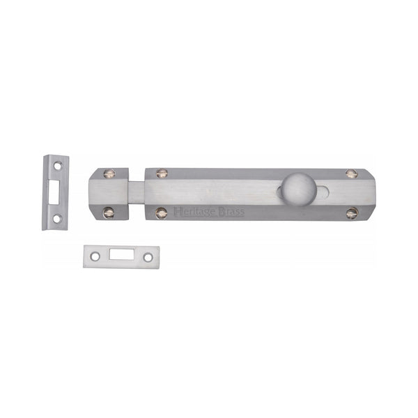 Heritage Brass Door Bolt Flat 6" Satin Chrome finish - C1685 6-SC - Choice Handles