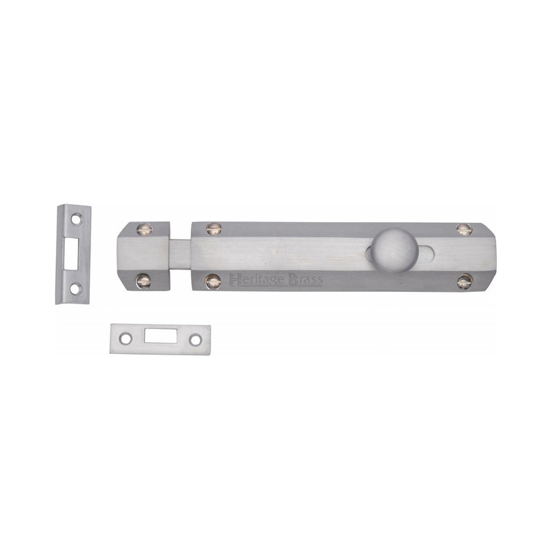 Heritage Brass Door Bolt Flat 6" Satin Chrome finish - C1685 6-SC - Choice Handles