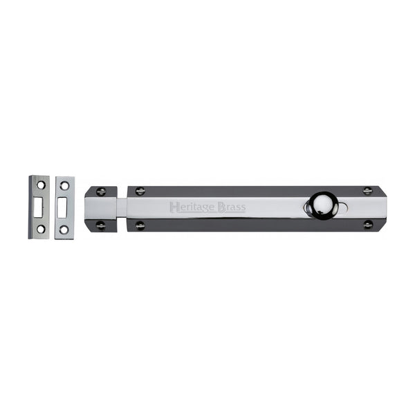 Heritage Brass Door Bolt Flat 8" Polished Chrome finish - C1685 8-PC - Choice Handles