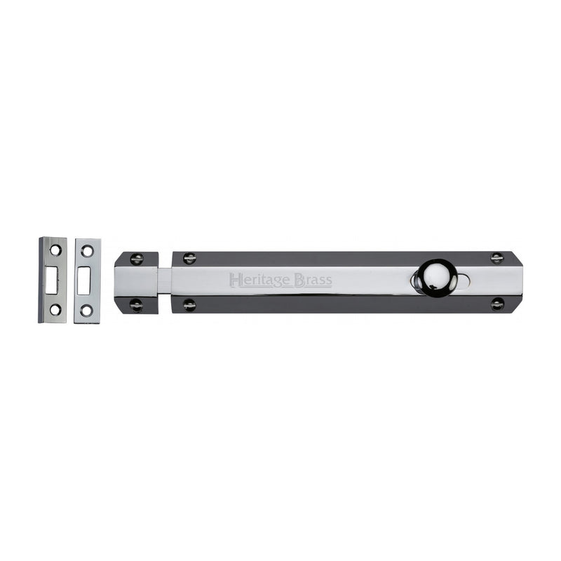 Heritage Brass Door Bolt Flat 8" Polished Chrome finish - C1685 8-PC - Choice Handles