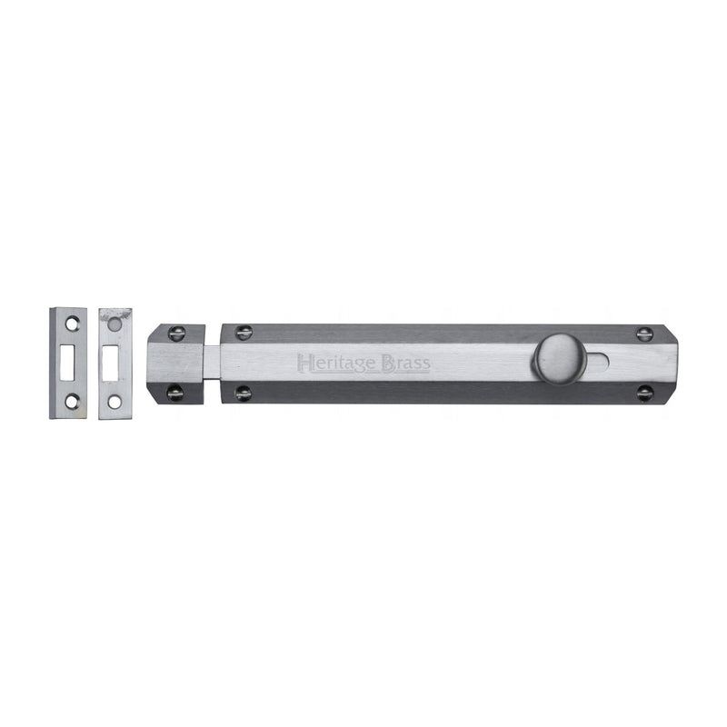 Heritage Brass Door Bolt Flat 8" Satin Chrome finish - C1685 8-SC - Choice Handles