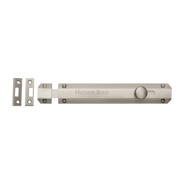 Heritage Brass Door Bolt Flat 8" Satin Nickel finish - C1685 8-SN - Choice Handles