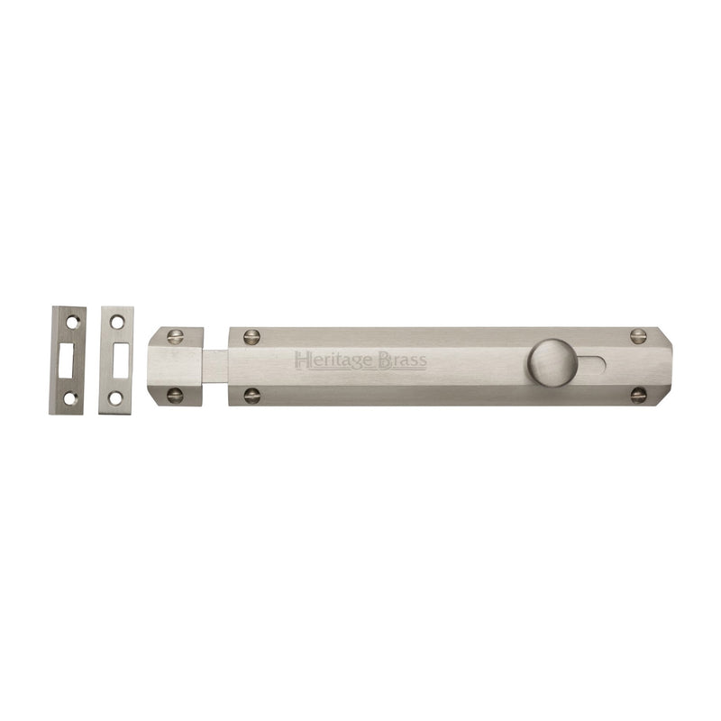 Heritage Brass Door Bolt Flat 8" Satin Nickel finish - C1685 8-SN - Choice Handles
