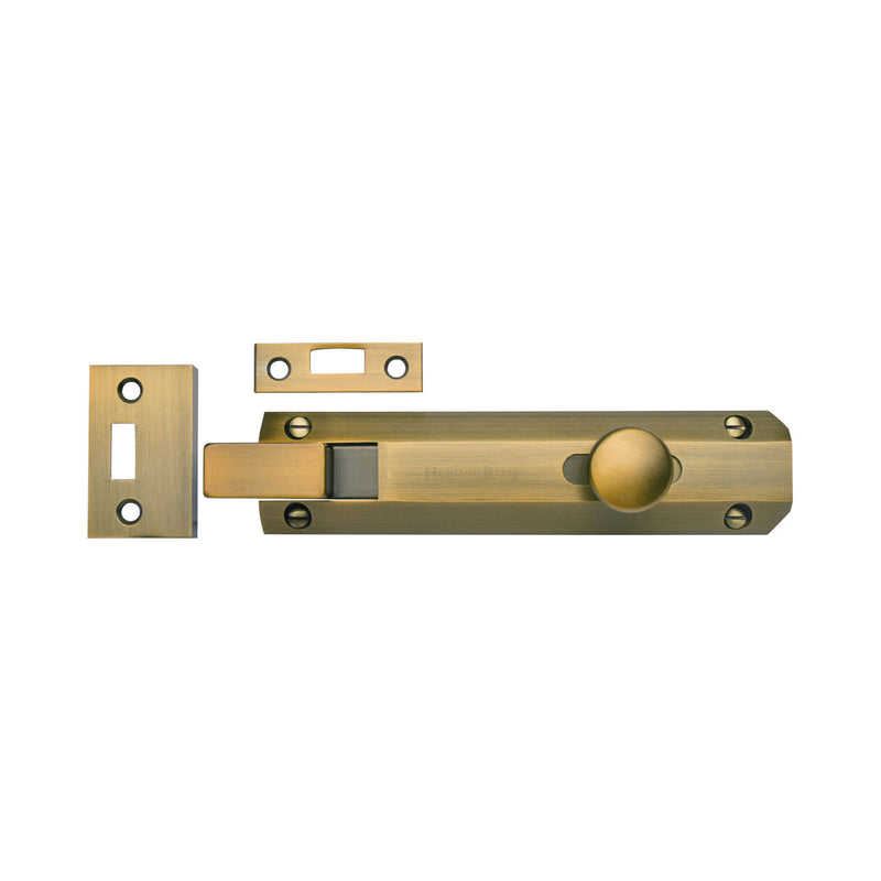 Heritage Brass Door Bolt Necked Flat 6 Antique Brass finish
 - C1694 6-AT - Choice Handles