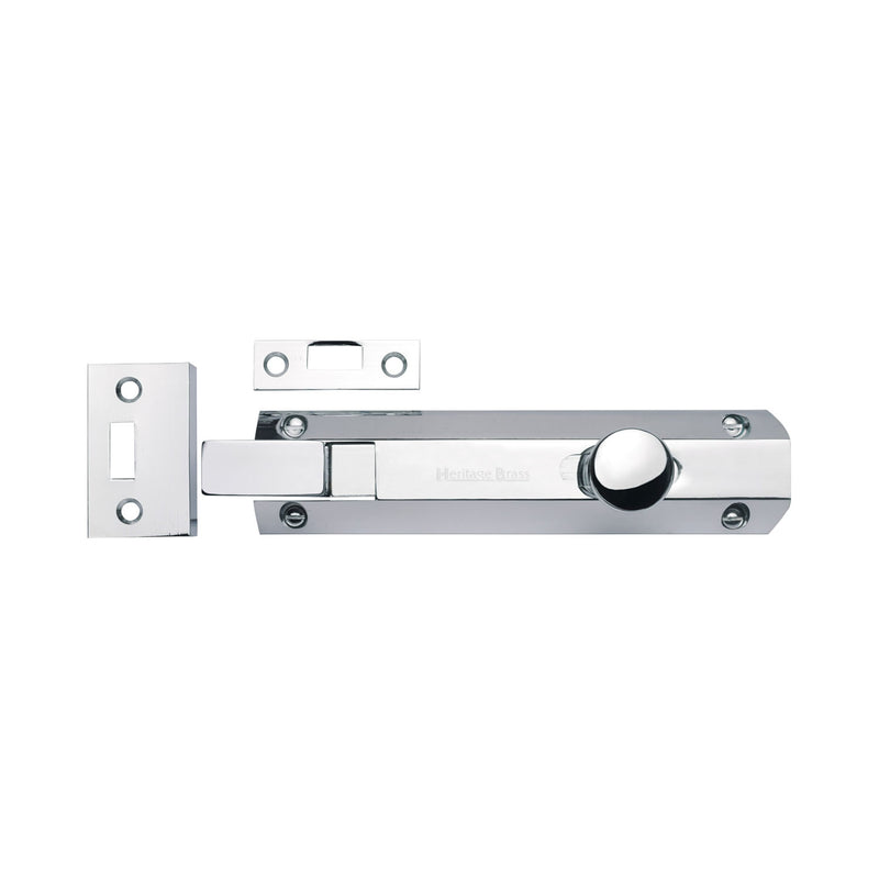 Heritage Brass Door Bolt Necked Flat 6 Polished Chrome finish
 - C1694 6-PC - Choice Handles