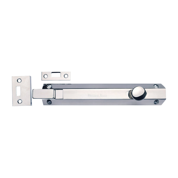 Heritage Brass Door Bolt Necked Flat 8 Polished Chrome finish
 - C1694 8-PC - Choice Handles