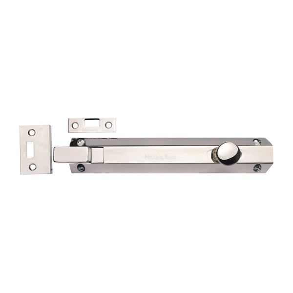 Heritage Brass Door Bolt Necked Flat 8 Polished Nickel finish
 - C1694 8-PNF - Choice Handles