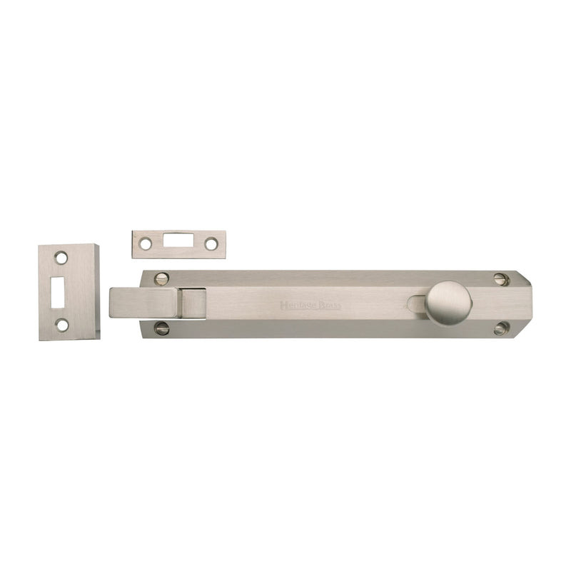 Heritage Brass Door Bolt Necked Flat 8 Satin Nickel finish
 - C1694 8-SN - Choice Handles