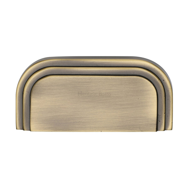 Heritage Brass Drawer Pull Bauhaus Design 76mm CTC Antique Brass Finish - C1740-AT - Choice Handles
