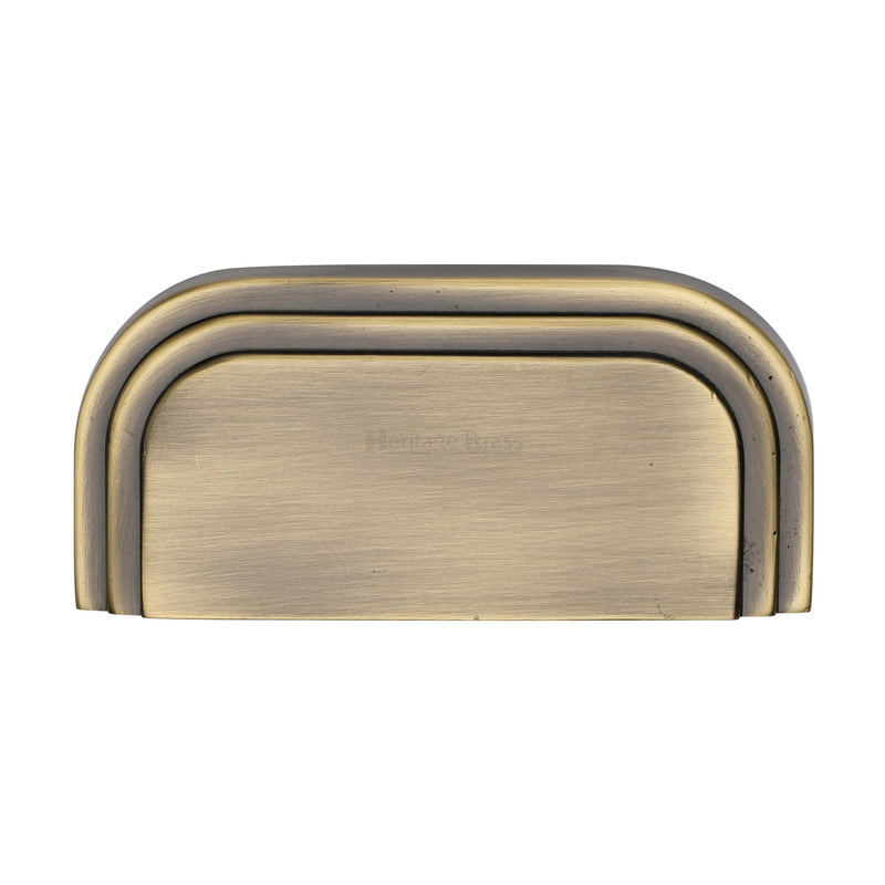 Heritage Brass Drawer Pull Bauhaus Design 76mm CTC Antique Brass Finish - C1740-AT - Choice Handles