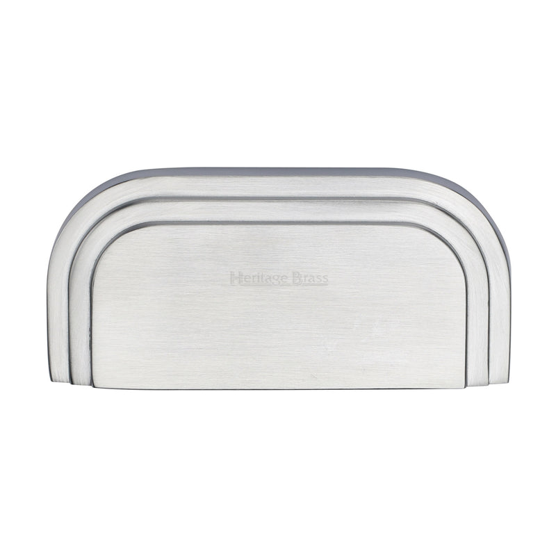 Heritage Brass Drawer Pull Bauhaus Design 76mm CTC Satin Chrome Finish - C1740-SC - Choice Handles