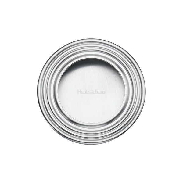 Round Reeded Flush Pull Satin Chrome finish
 - C1837-SC - Choice Handles