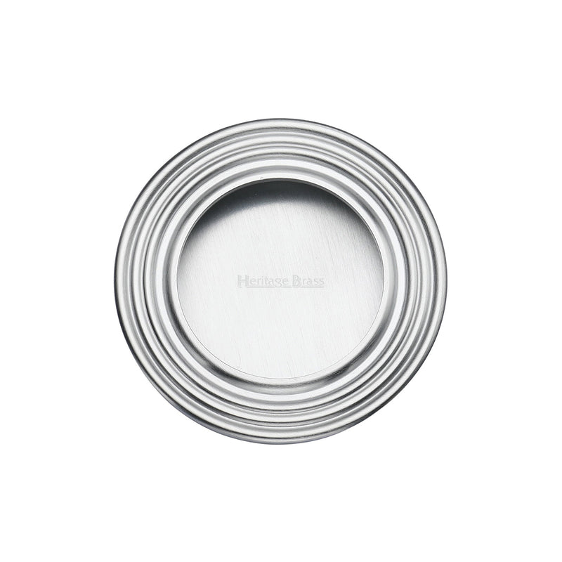 Round Reeded Flush Pull Satin Chrome finish
 - C1837-SC - Choice Handles