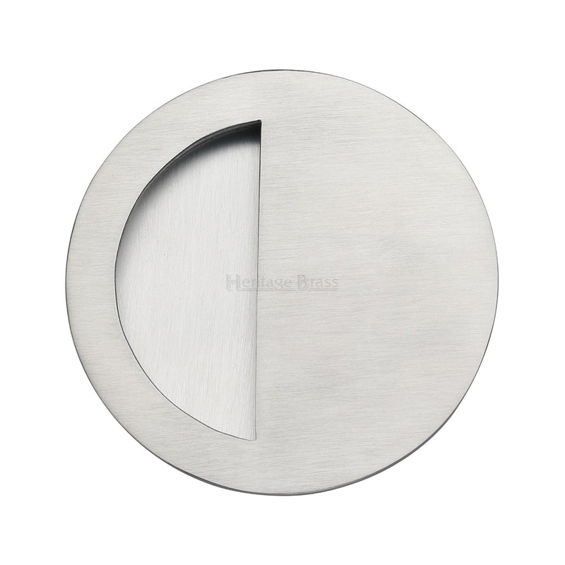 Round Half Moon Flush Pull Satin Chrome finish
 - C1845-SC - Choice Handles