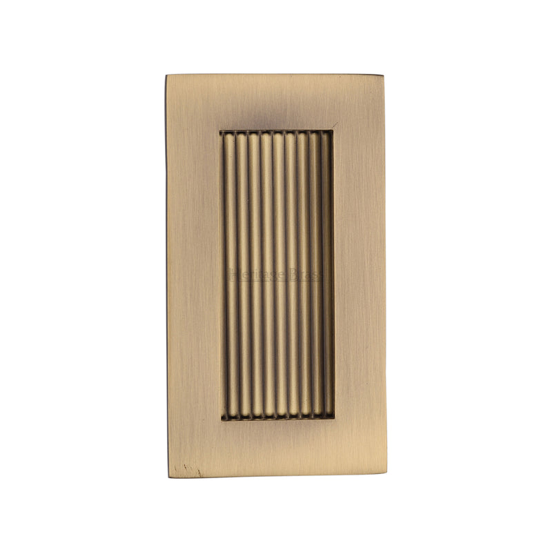 Reeded Rectangular Flush Pull 105 x 58mm Antique Brass finish
 - C1865 105-AT - Choice Handles
