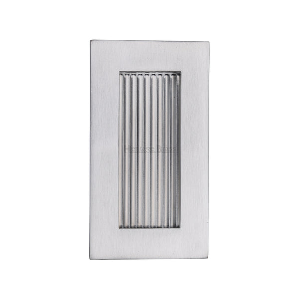 Reeded Rectangular Flush Pull 105 x 58mm&nbsp;Satin Chrome finish
 - C1865 105-SC - Choice Handles