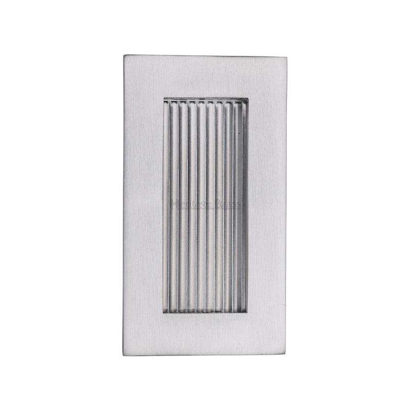 Reeded Rectangular Flush Pull 105 x 58mm&nbsp;Satin Chrome finish
 - C1865 105-SC - Choice Handles