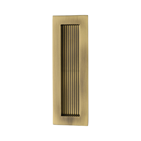 Reeded Rectangular Flush Pull 175 x 58mm Antique Brass finish
 - C1865 175-AT - Choice Handles