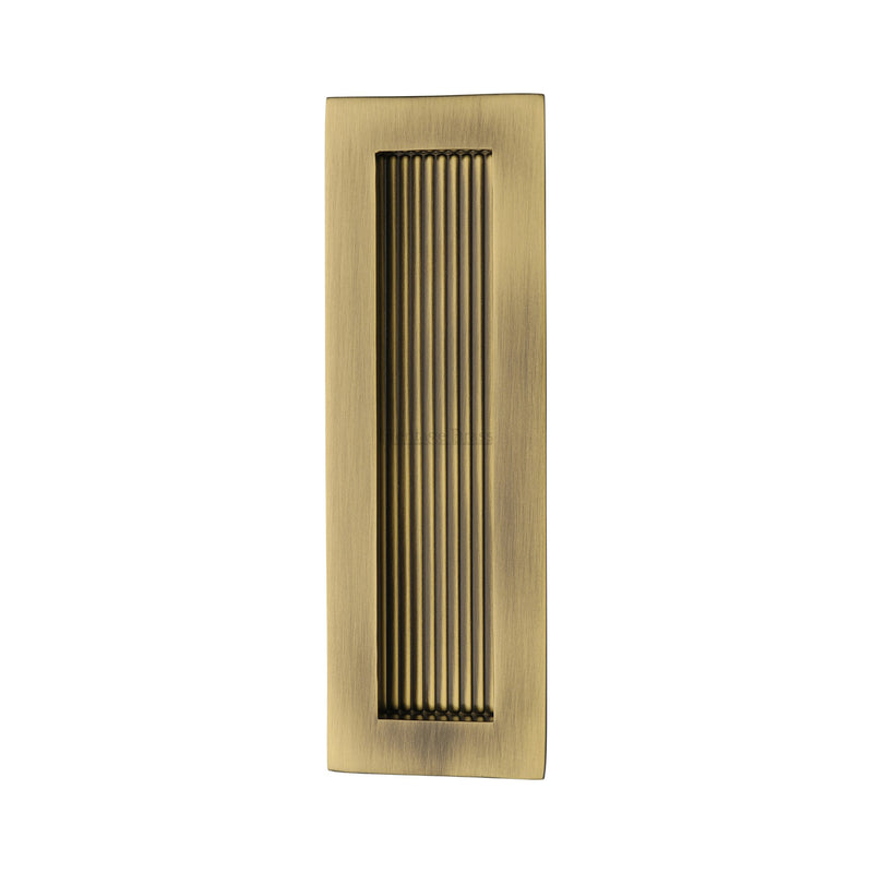 Reeded Rectangular Flush Pull 175 x 58mm Antique Brass finish
 - C1865 175-AT - Choice Handles