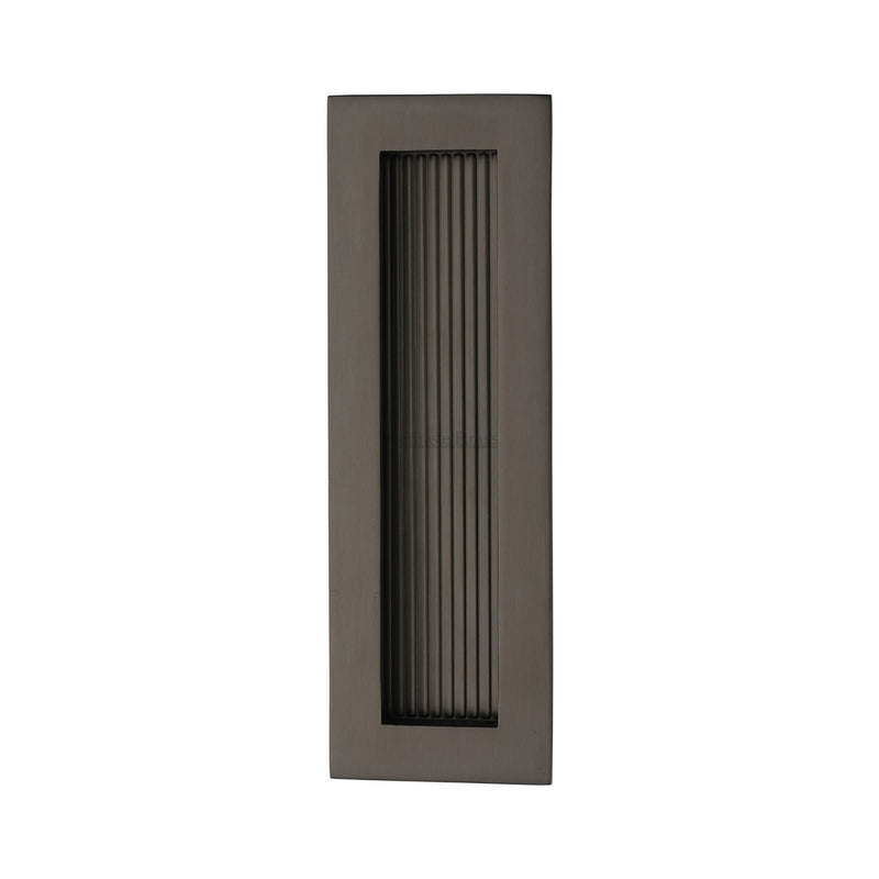 Reeded &nbsp;Rectangular Flush Pull 175 x 58mm Matt Bronze finish
 - C1865 175-MB - Choice Handles