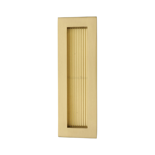 Reeded &nbsp;Rectangular Flush Pull 175 x 58mm Satin Brass finish
 - C1865 175-SB - Choice Handles