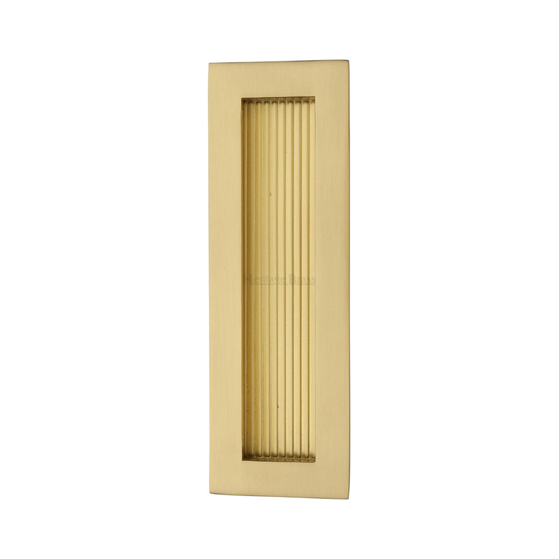 Reeded &nbsp;Rectangular Flush Pull 175 x 58mm Satin Brass finish
 - C1865 175-SB - Choice Handles